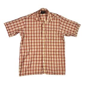 Short Sleeve Shirt Plaid Mens Medium - Vintage CHUMS Red White